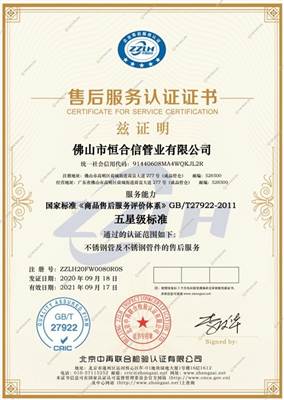 AFTER-SALES SERVICE CERTIFICATION